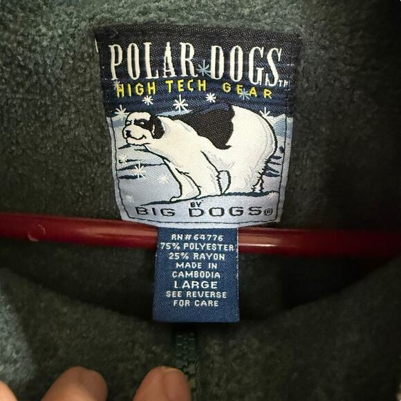 Vtg 90s Drive With the Big Dogs 1/4 Zip Fleece Sweater Large Outdoors Green Mens - Picture 3 of 10